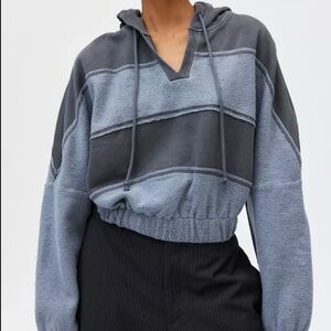 BDG Leanne striped cropped pullover hoodie
